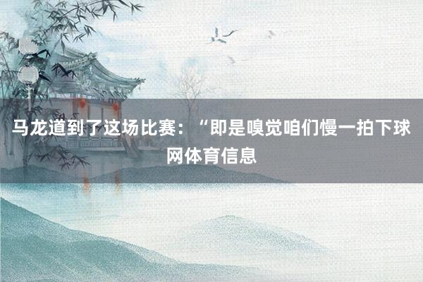 马龙道到了这场比赛：“即是嗅觉咱们慢一拍下球网体育信息