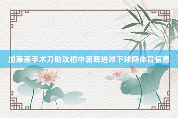 加藤莲手术刀助攻植中朝晖进球下球网体育信息