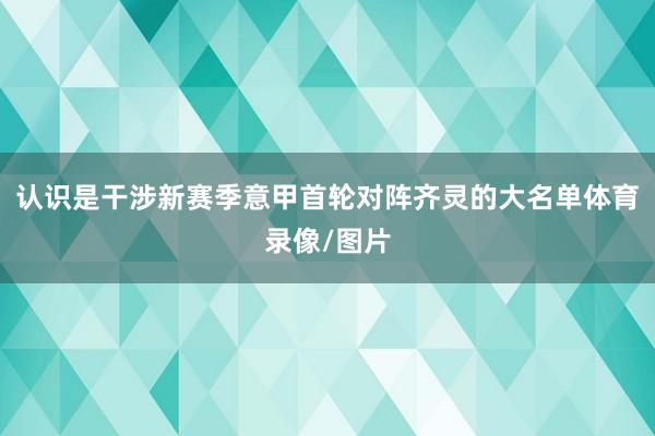 认识是干涉新赛季意甲首轮对阵齐灵的大名单体育录像/图片