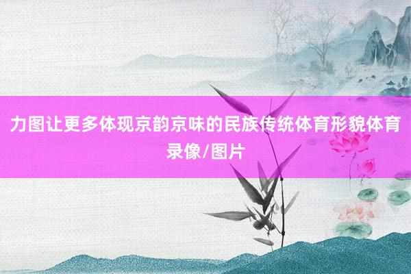 力图让更多体现京韵京味的民族传统体育形貌体育录像/图片